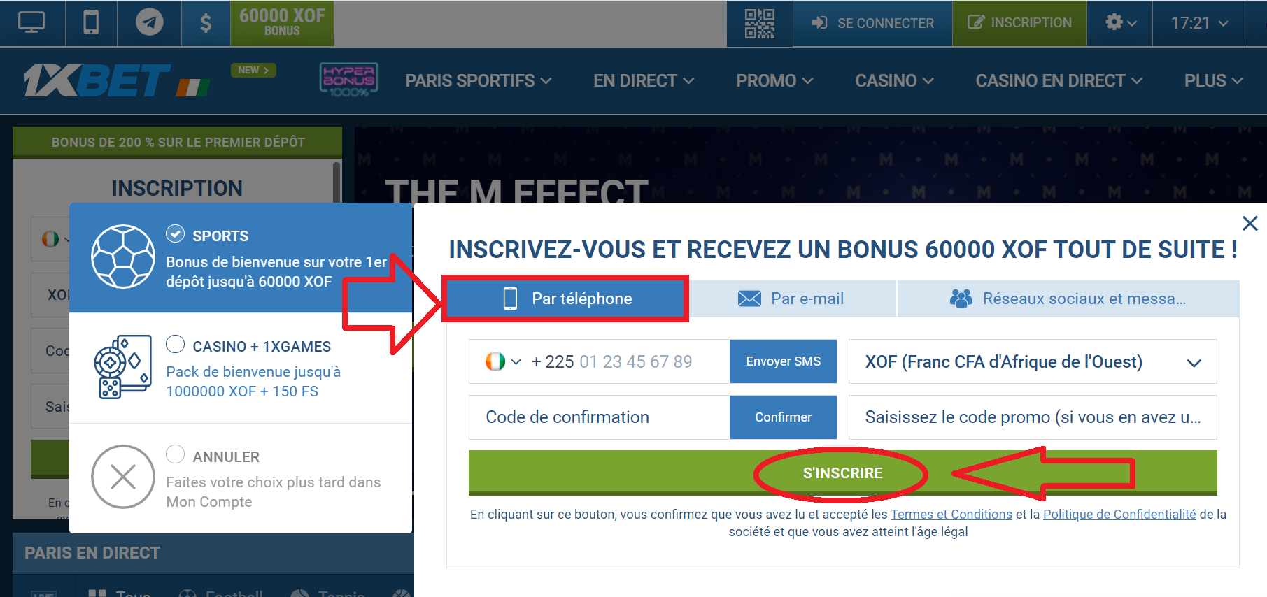 Les modalités de validation du compte 1xBet