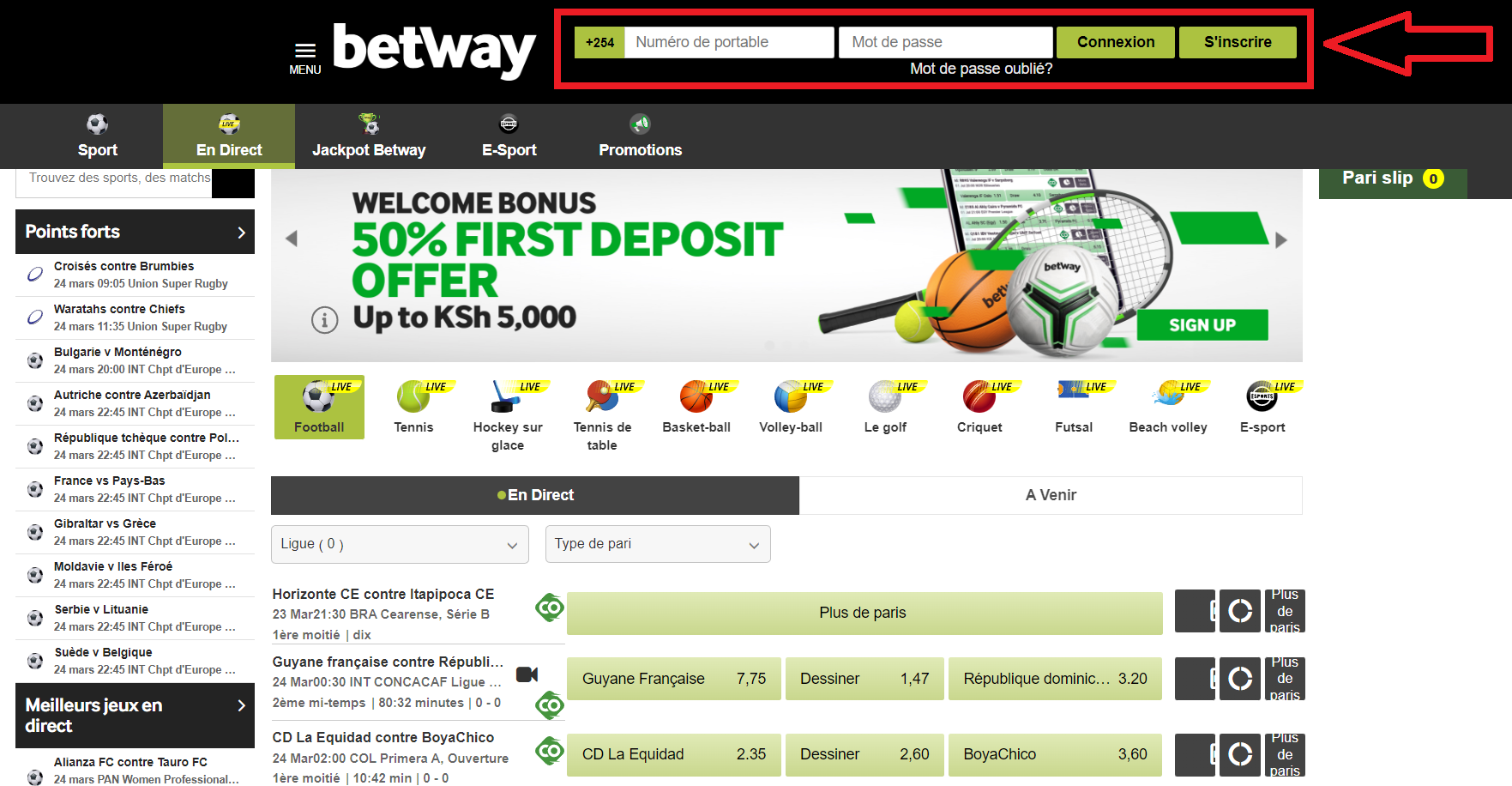 Naviguer sur la Plateforme Betway